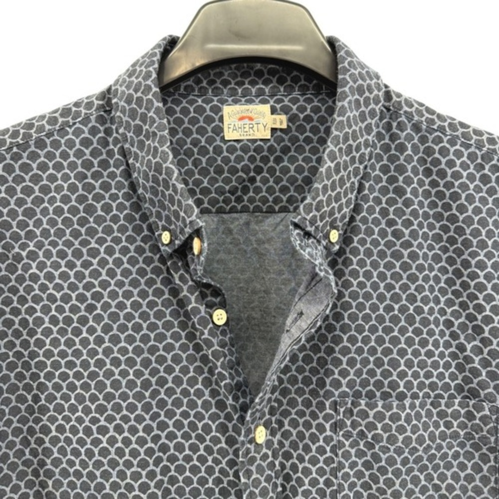 Faherty Shirt Mens XXL Pre-Owned‎ Blue/Gray Geometric Pattern Organic Cotton - Picture 3 of 12